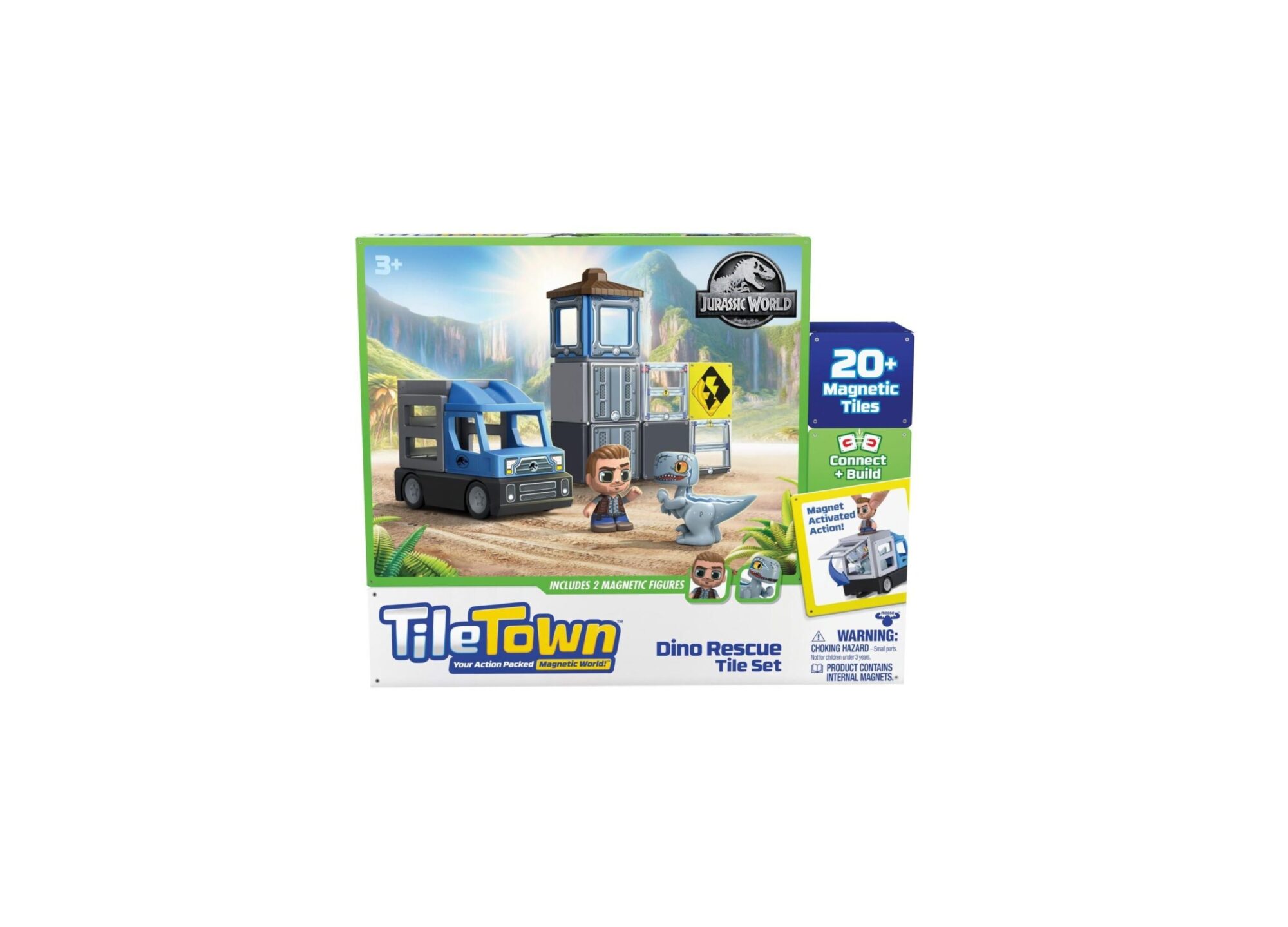 Tile Town Jurassic World Dino Rescue Magnetic Playset, 22-Piece