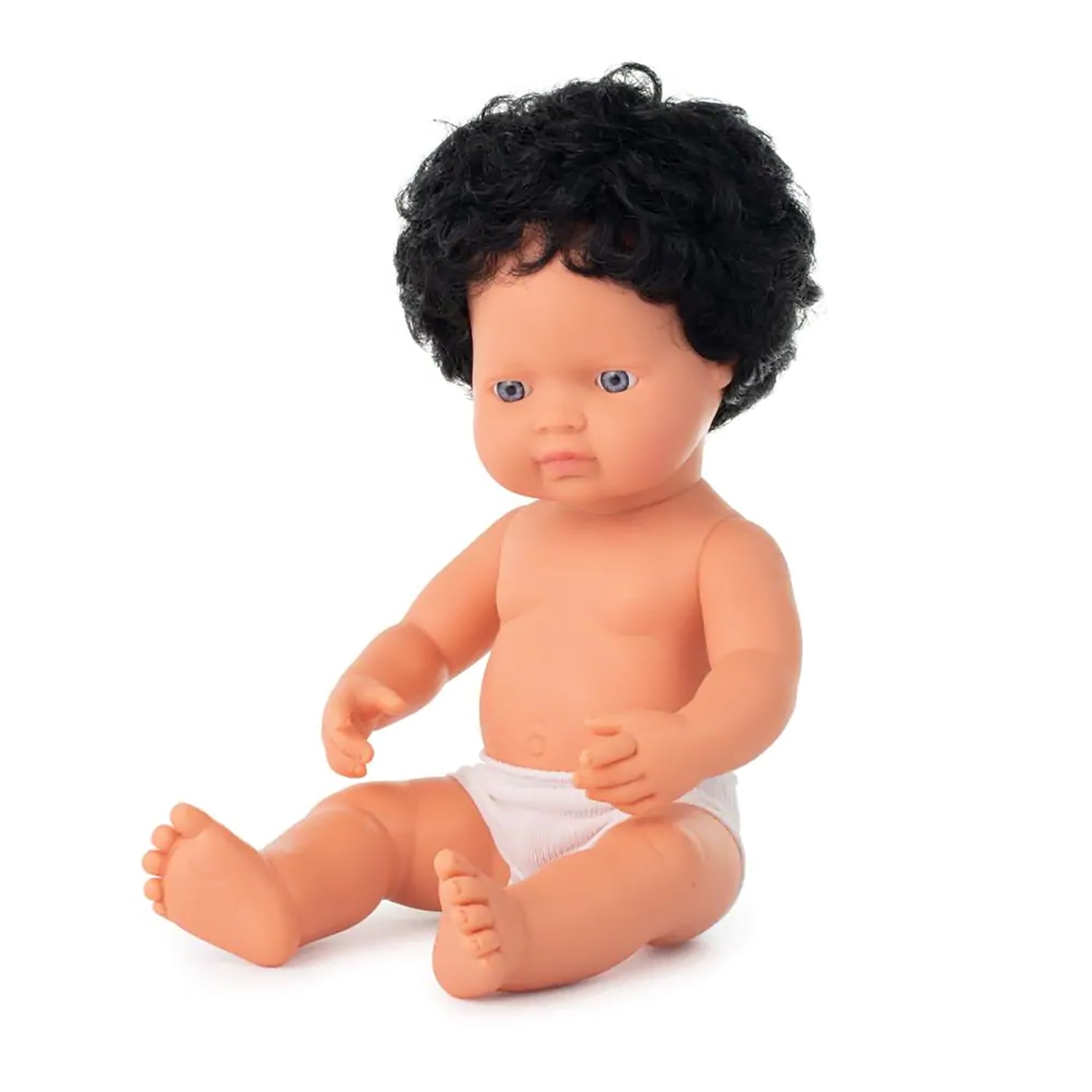 Miniland 15 inch Curly Haired Baby Doll with Underwear - Image 2