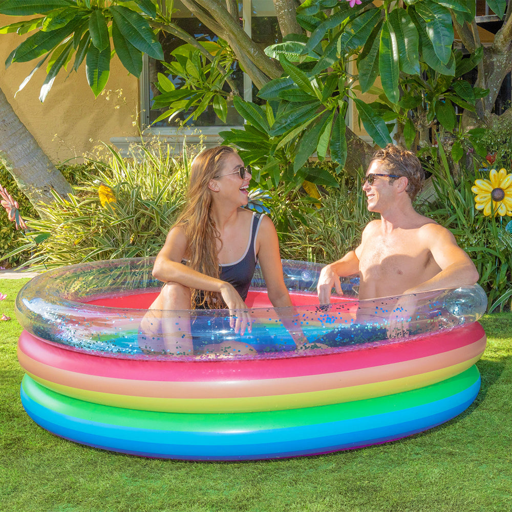 PoolCandy Rainbow Glitter Sunning Pool Deluxe - 60x15 inch